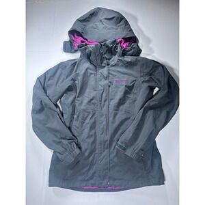 Marmot Hooded Technical Jacket Womens Small Grey Purple Full Zip Removable Hood